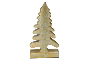Tannenbaum Tanne Holz patina/gold 3 x 5 cm H24 cm
