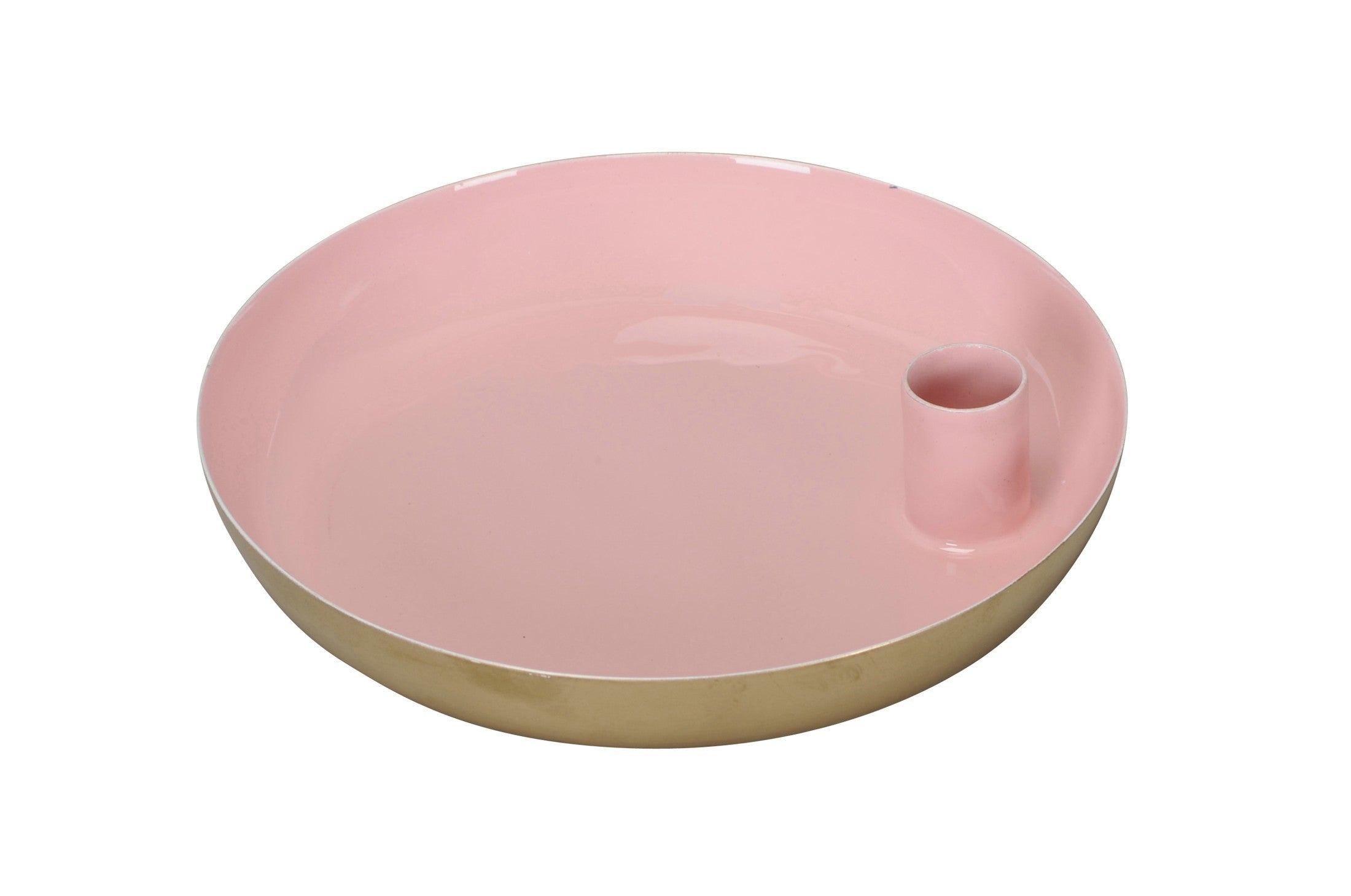 Kerzenhalter Metall rosa/gold Ø17 cm Teller 1-fach