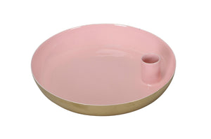 Kerzenhalter Metall rosa/gold Ø17 cm Teller 1-fach
