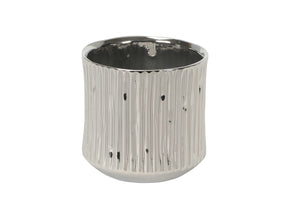 Übertopf silber Keramik Blumentopf  Ø13 cm H13 cm