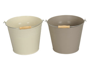 Blumentopf Metall Topf creme 2Farbig sortiert Eimer Ø20cm H17cm