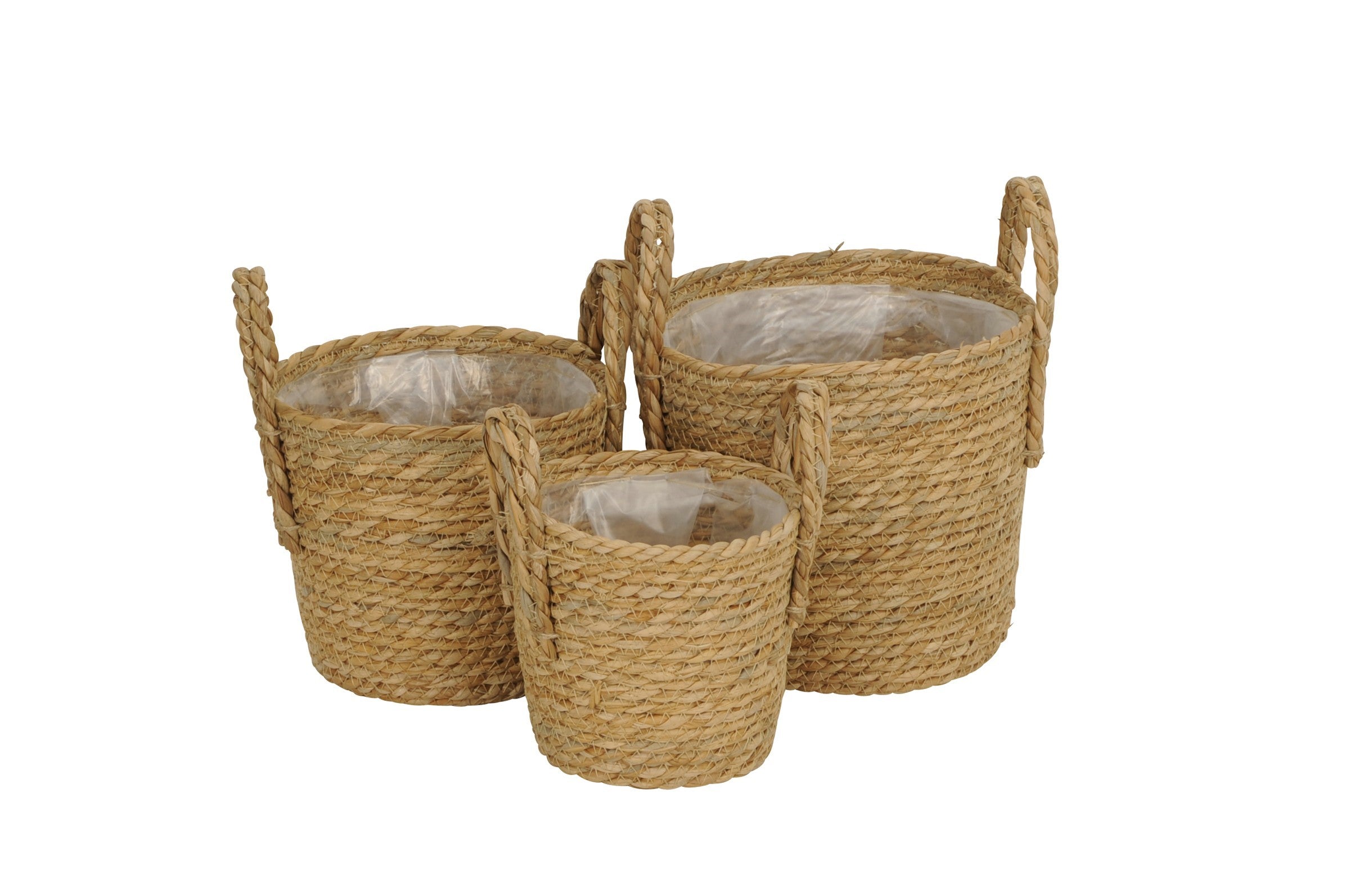 Blumentopf Pflanztasche Korb mit Henkel natur 3erSet