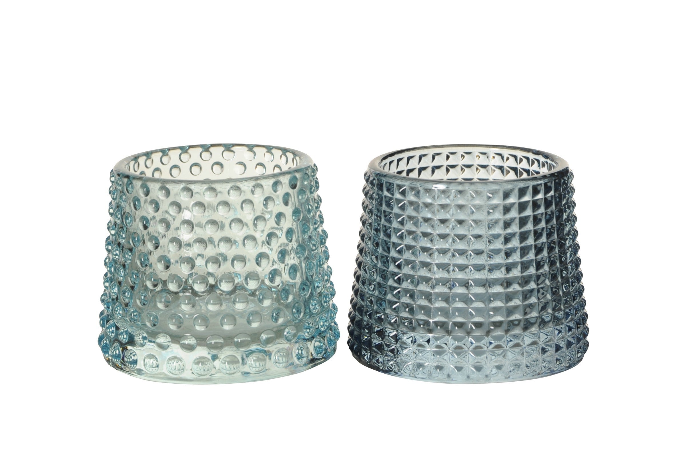 Windlicht 2Fb.sort. Maritim Glas grau/blau Ø8cm H7cm