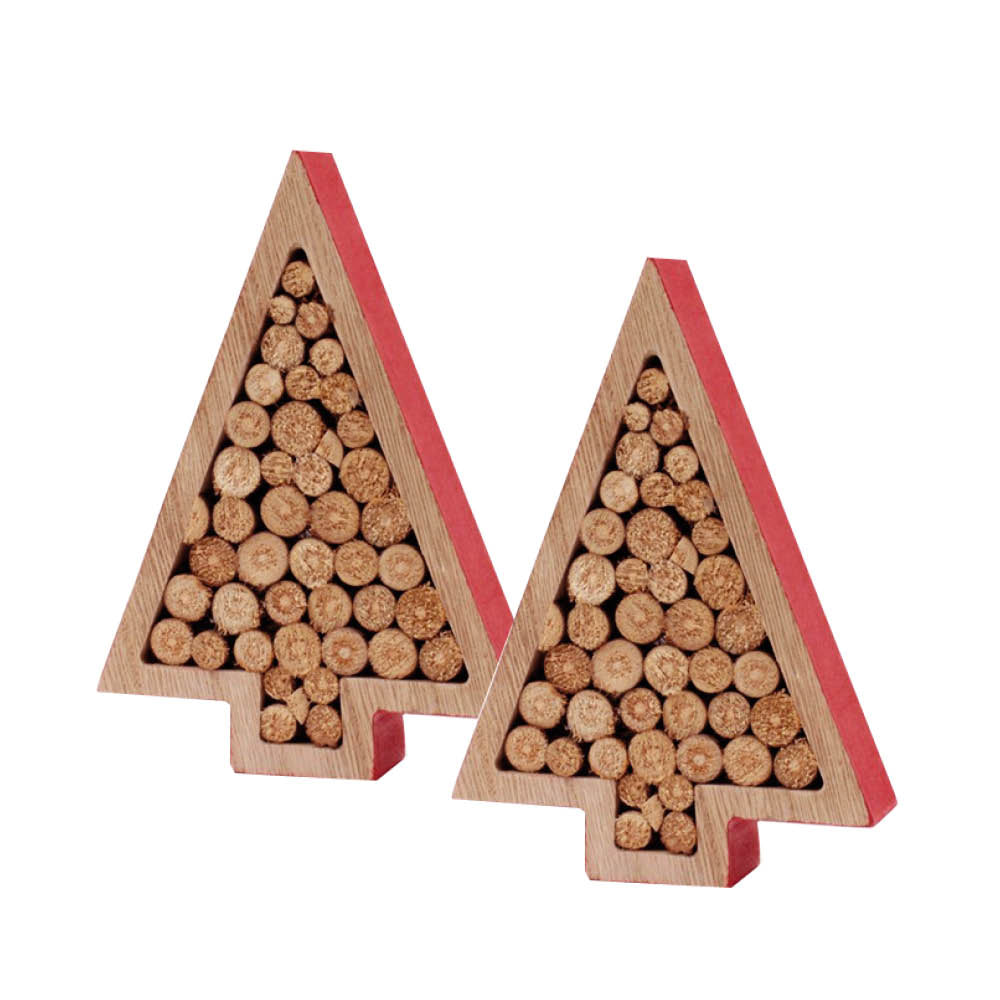 Tanne Holz rot/natur stehend H15 cm Box/2