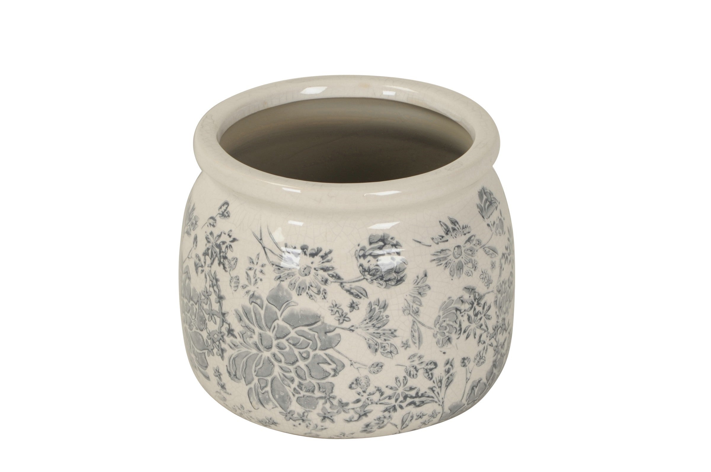 Übertopf Keramik Ø15,5cm H13cm FLEURELLE grau/creme