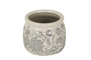 Übertopf Keramik Ø15,5cm H13cm FLEURELLE grau/creme
