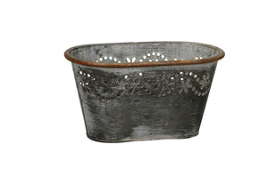 Metall Jardiniere Blütenrand  Ø26x15cm H14cm Pflanzgefäß