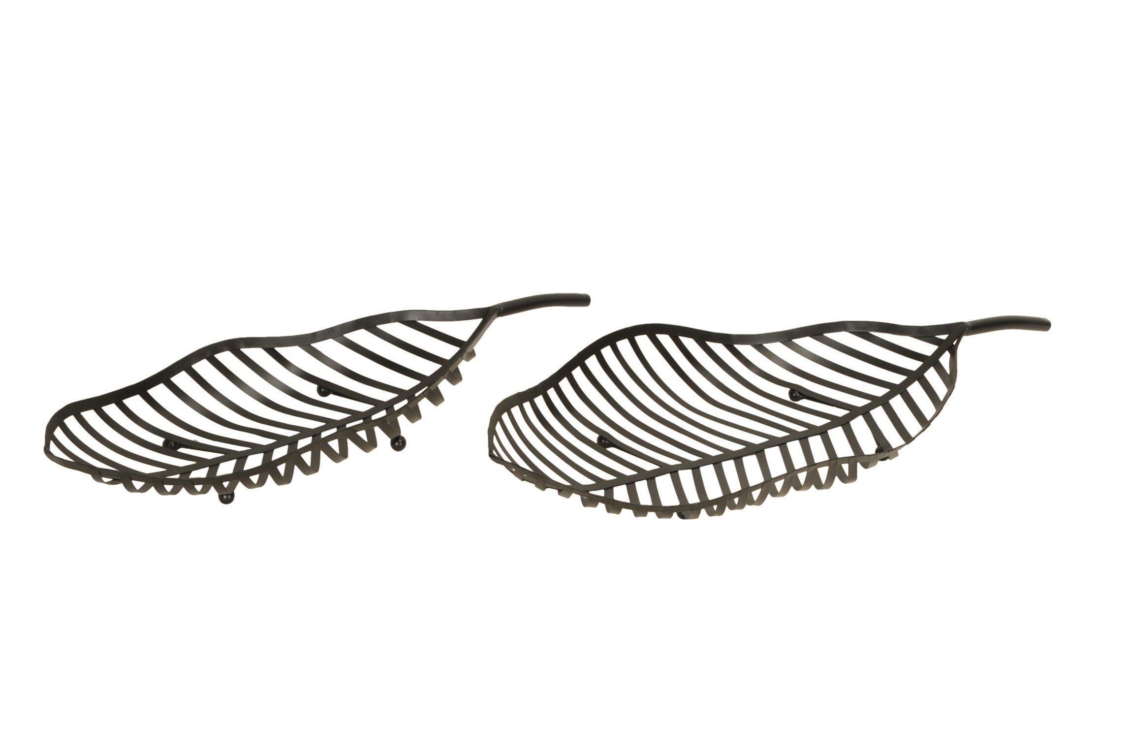 Blatt Schale Metall schwarz 2er Set Ø55x22cm+66x25cm