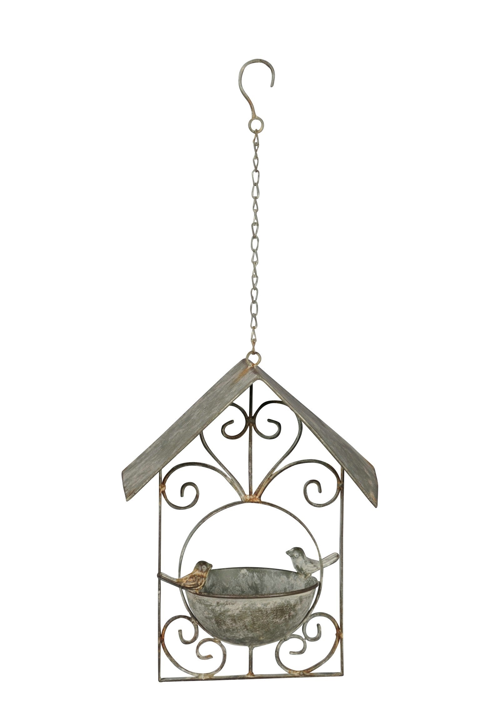 Vogeltränke Metall patina H32cm Futterplatz Futterstelle