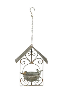 Vogeltränke Metall patina H32cm Futterplatz Futterstelle