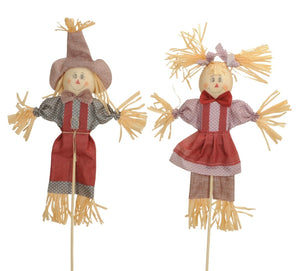 Vogelscheuche Stecker Stroh Puppe 2Fb. sortiert Herbstdeko 3 Größen