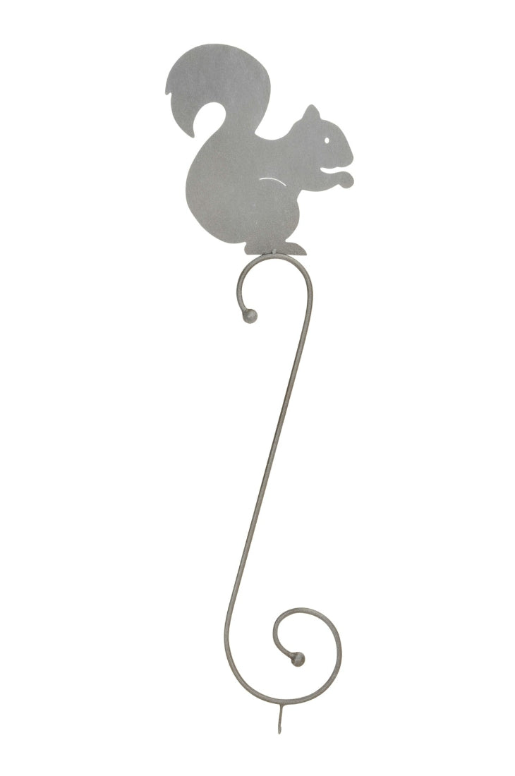 Meisenknödelhalter Haken Eichhörnchen Metall grau Fettringhalter Futterstelle 24x2cm H60cm