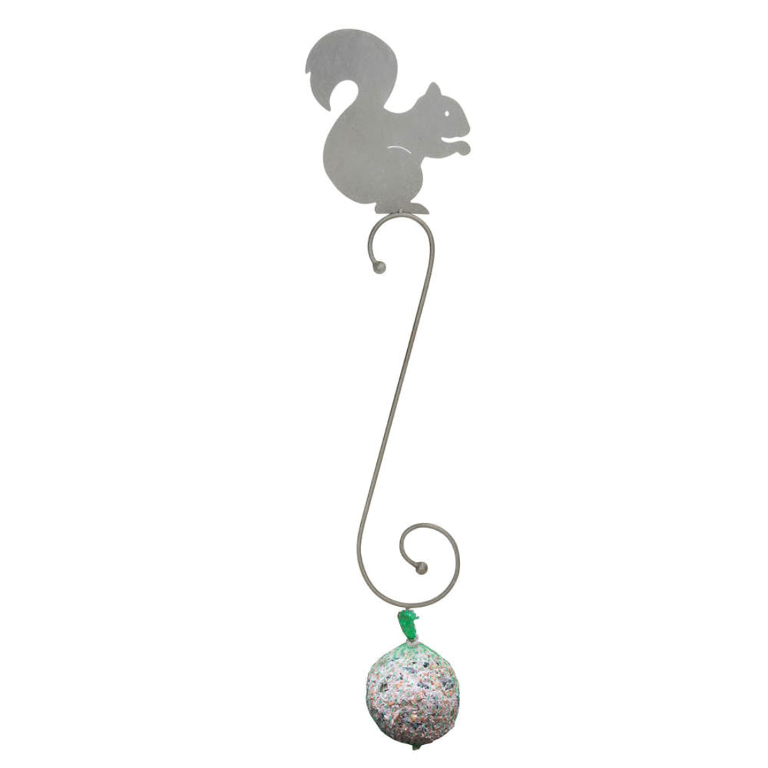 Meisenknödelhalter Haken Eichhörnchen Metall grau Fettringhalter Futterstelle 24x2cm H60cm