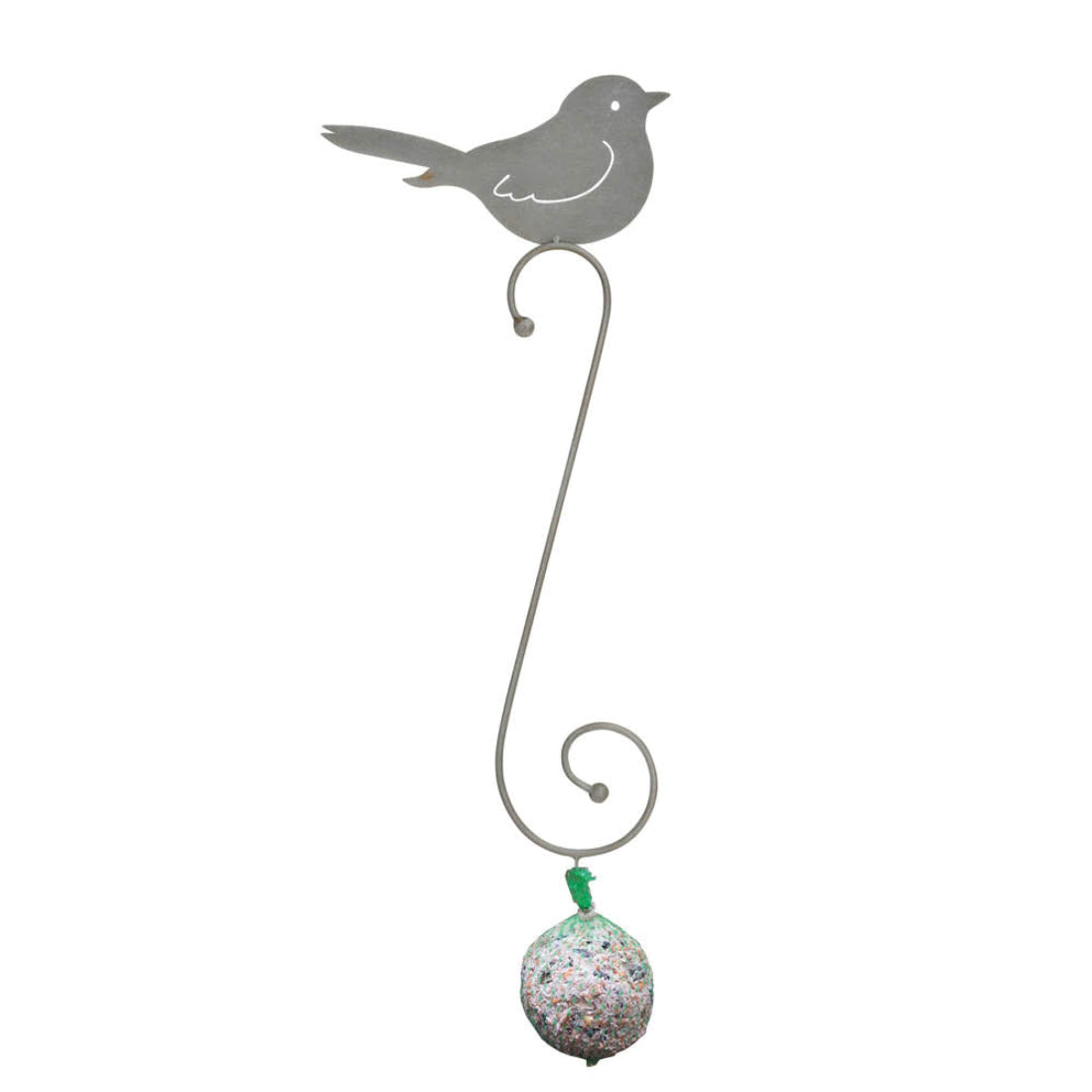Meisenknödelhalter Haken Vogel 24x2cm H60cm Metall grau Fettringhalter Futterstelle 24x2cm H60cm