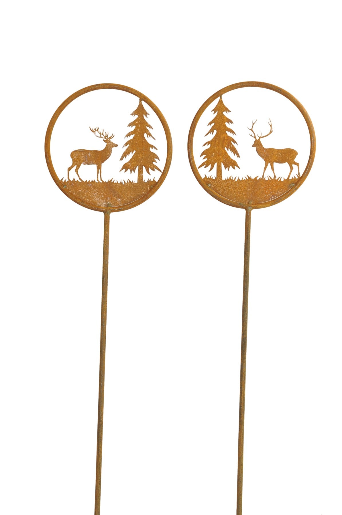 Gartenstecker Edelrost Metall Hirsch/Tanne Ø19cm H118cm 2Motive wählbar