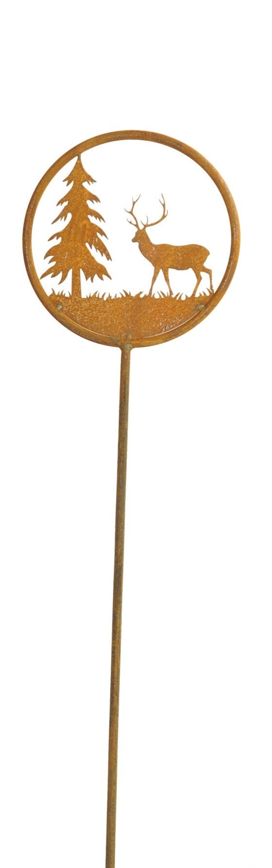 Gartenstecker Edelrost Metall Hirsch/Tanne Ø19cm H118cm 2Motive wählbar