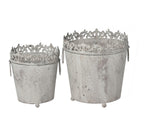 Lade das Bild in den Galerie-Viewer, Blumentopf Pflanzenschale 2erSet grau Metall Shabby Ø17+22cm
