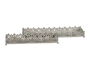 Tablett-Schale 2erSet METALL Shabby chic Landhaus Vintage grau rechteckig L40+50cm
