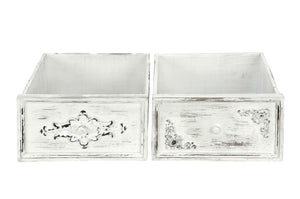 Pflanzschublade Schublade 2erSet Holz weiß Shabby Blumentopf 29x29cm H15,5cm