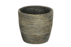 Übertopf Blumentopf Ø16,5cm H15cm Zement patina/gold