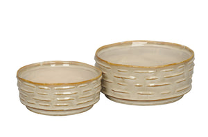 Schale Pflanzgefäß 2erSet Ø16cm+20cm Keramik creme/natur