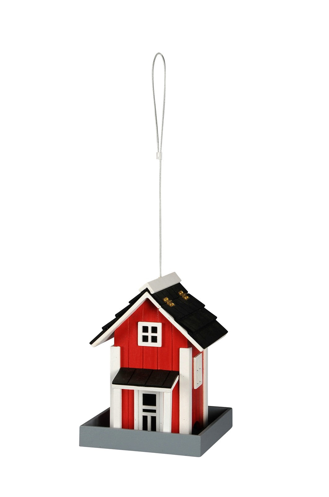 Vogelfutterhaus Holz Vogelhaus - zum Befüllen und Aufhängen - rot 15x15xH20cm