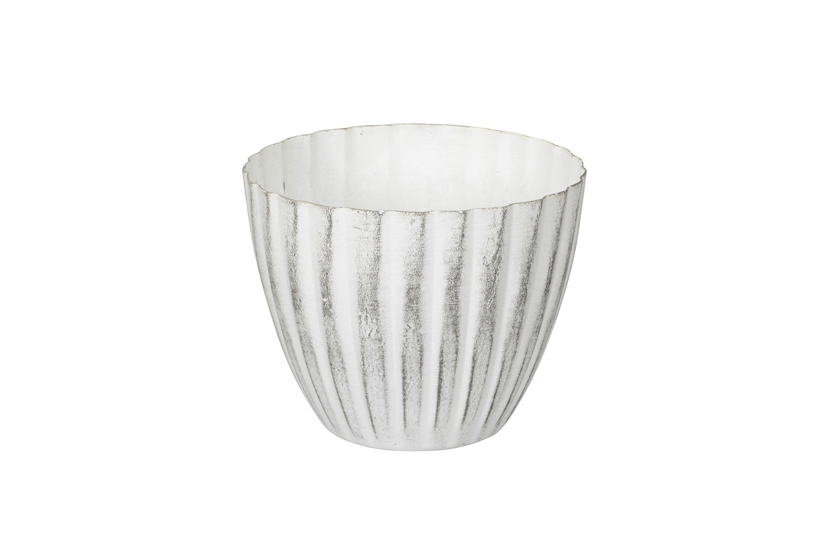 Blumentopf weiß Vintage Metall Übertopf 2Größen wählbar