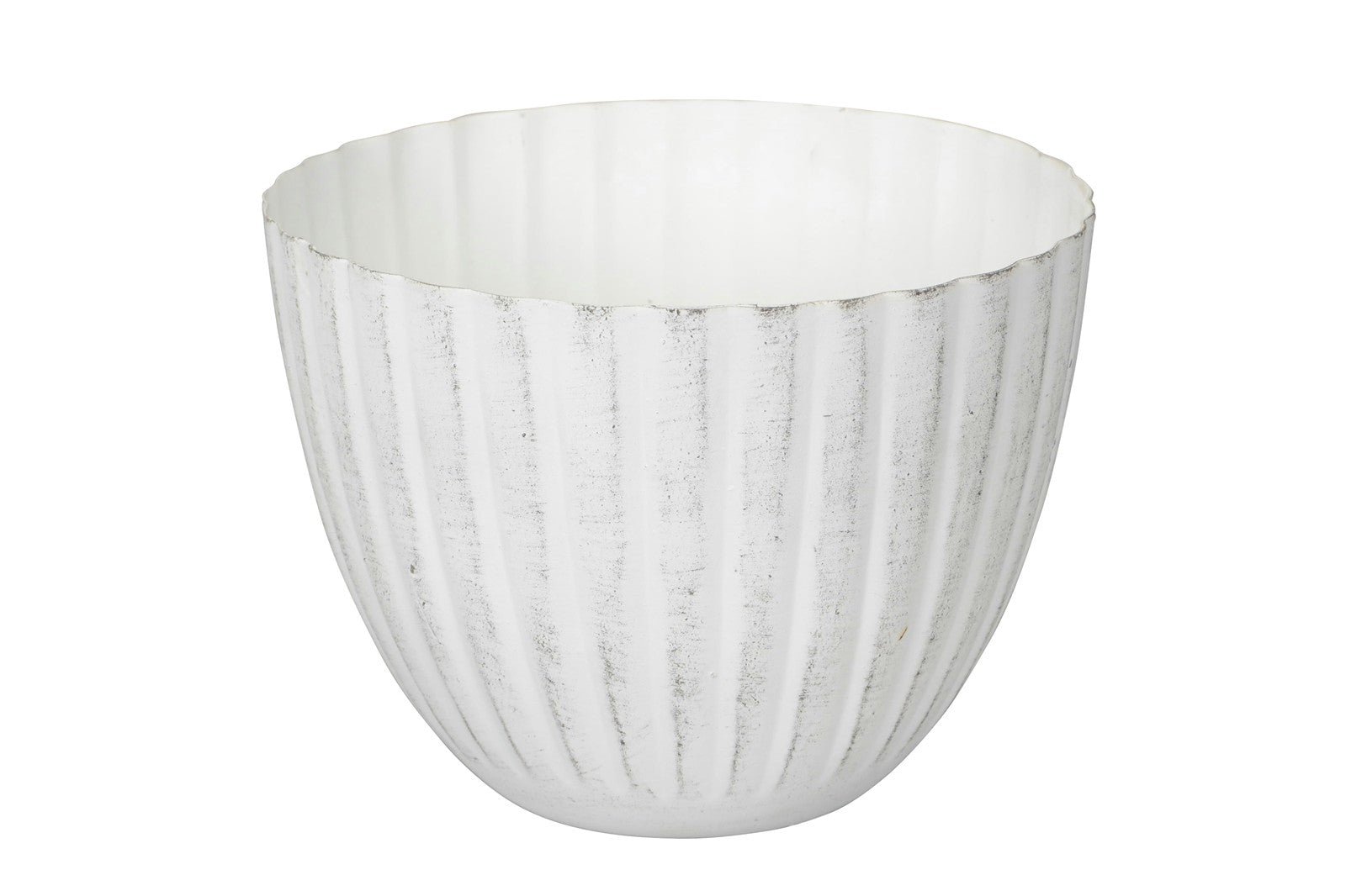 Blumentopf weiß Vintage Metall Übertopf 2Größen wählbar
