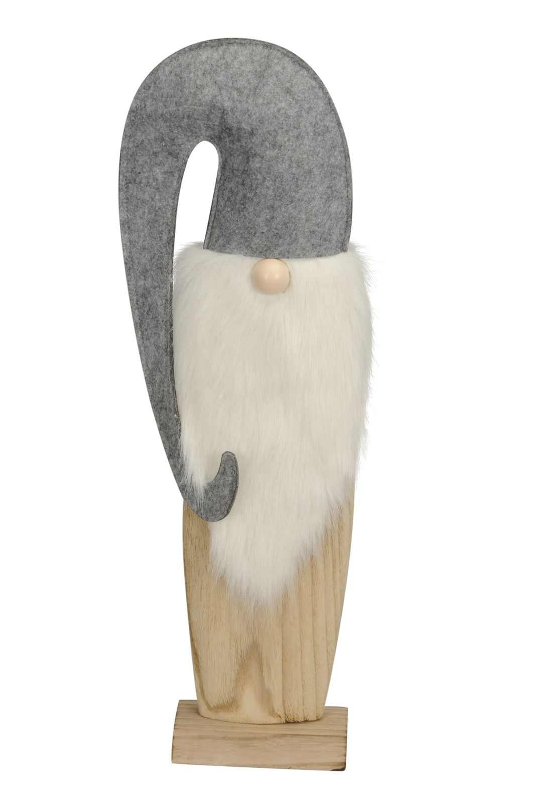 Wichtel stehend Holz Filz grau Weihnachtswichtel Mütze H57cm