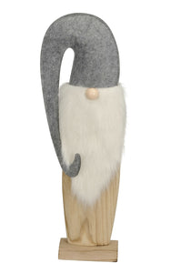 Wichtel stehend Holz Filz grau Weihnachtswichtel Mütze H57cm