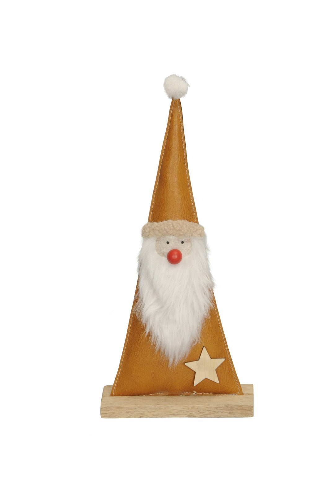 Wichtel stehend Holz Kunstleder hellbraun H36cm Weihnachtswichtel