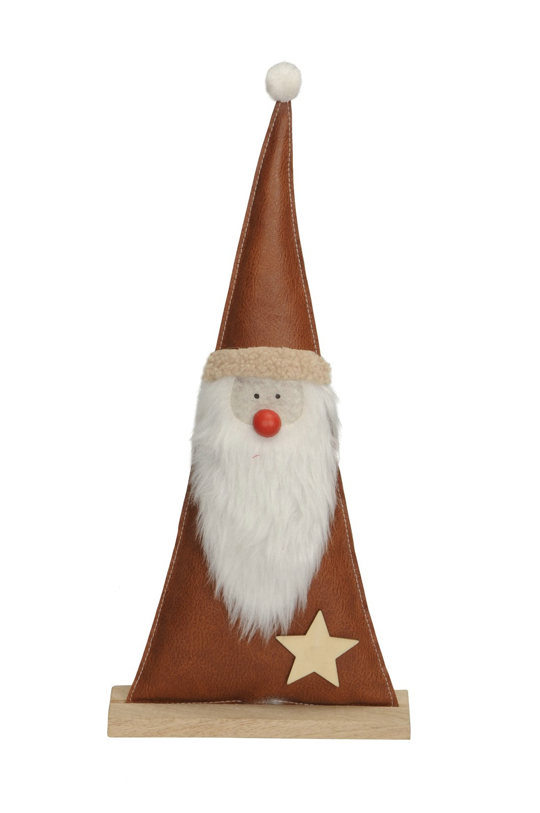 Wichtel stehend Holz Kunstleder hellbraun H46cm Weihnachtswichtel