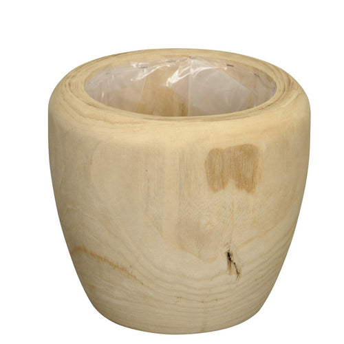 Blumentopf Holz Übertopf natur Ø21+29,5 cm H21,5+27cm 2Größen wählbar