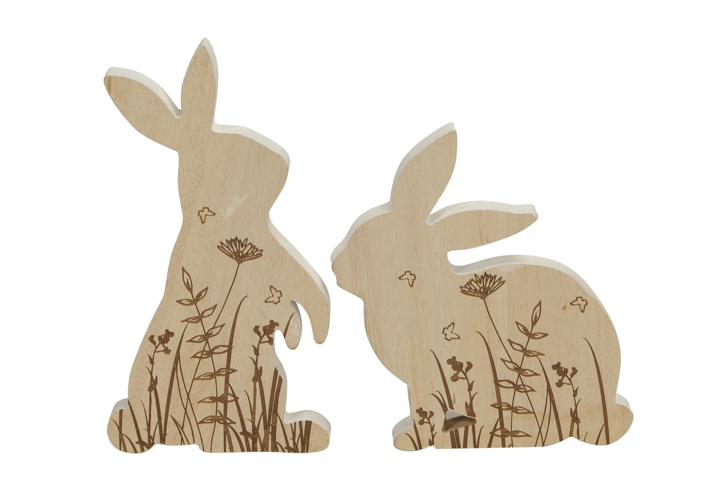 Hase Holz natur H19+22cm Ostern 2sort. Osterhase Skulptur Osterdekoration