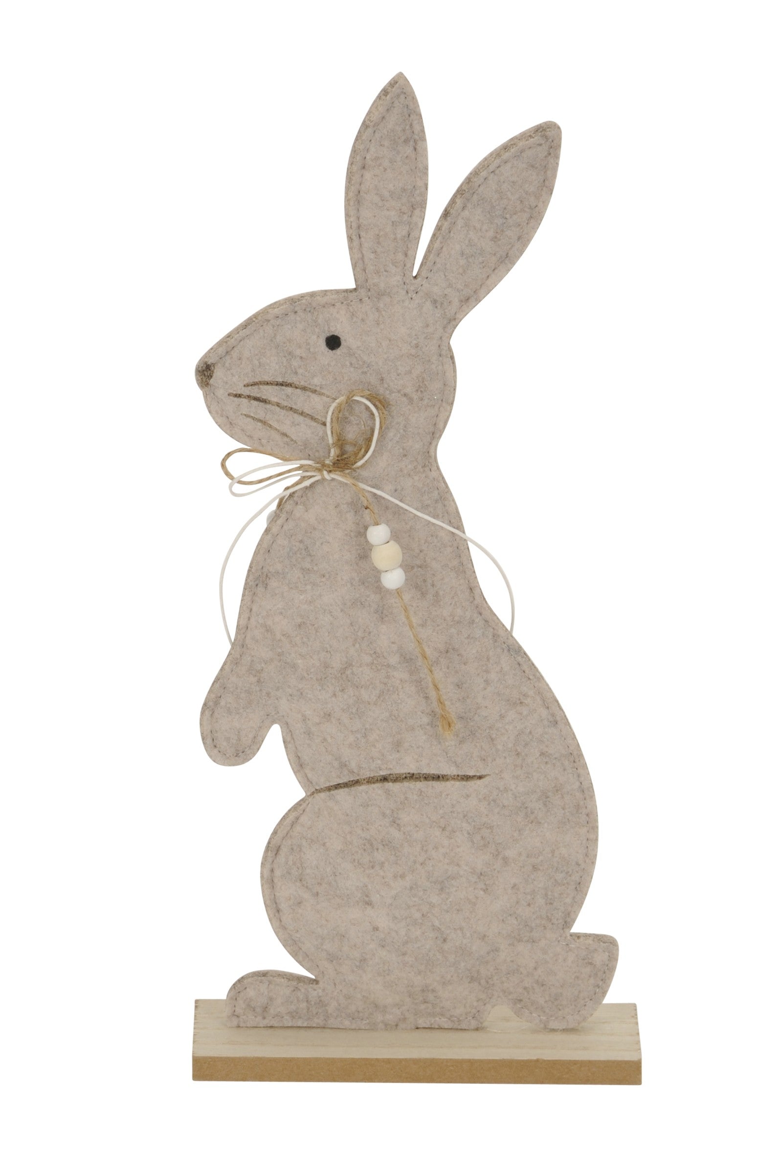 Hase auf Holzbase natur/braun Filz H24+35cm Ostern Osterhase 2Größen wählbar