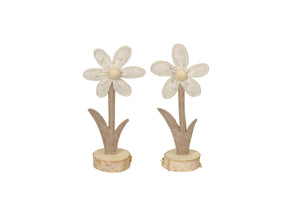 Blume natur auf Holzfuß 2sort. Fensterdeko H22+32cm 2Größen wählbar
