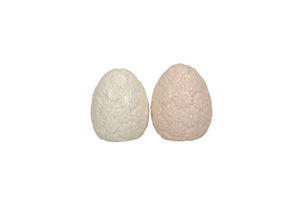 Osterei 2Fb.sort. Ostern weiß/rosa Blume Landhaus H12+15cm 2Größen wählbar