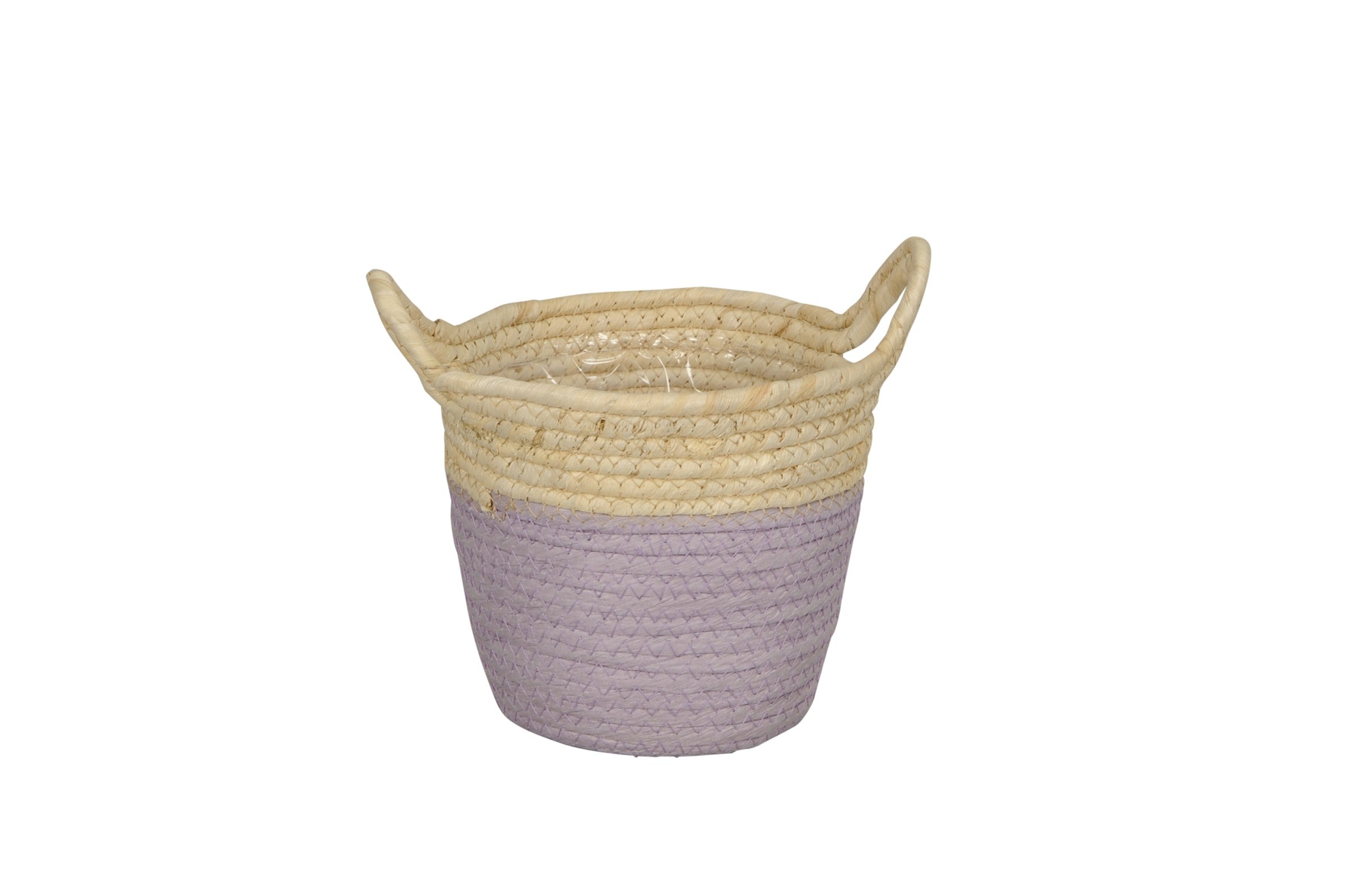 Korb aus Maisblatt mit Henkel Aufbewahrung Ø17cm +20cm natur/flieder 2 Größen wählbar