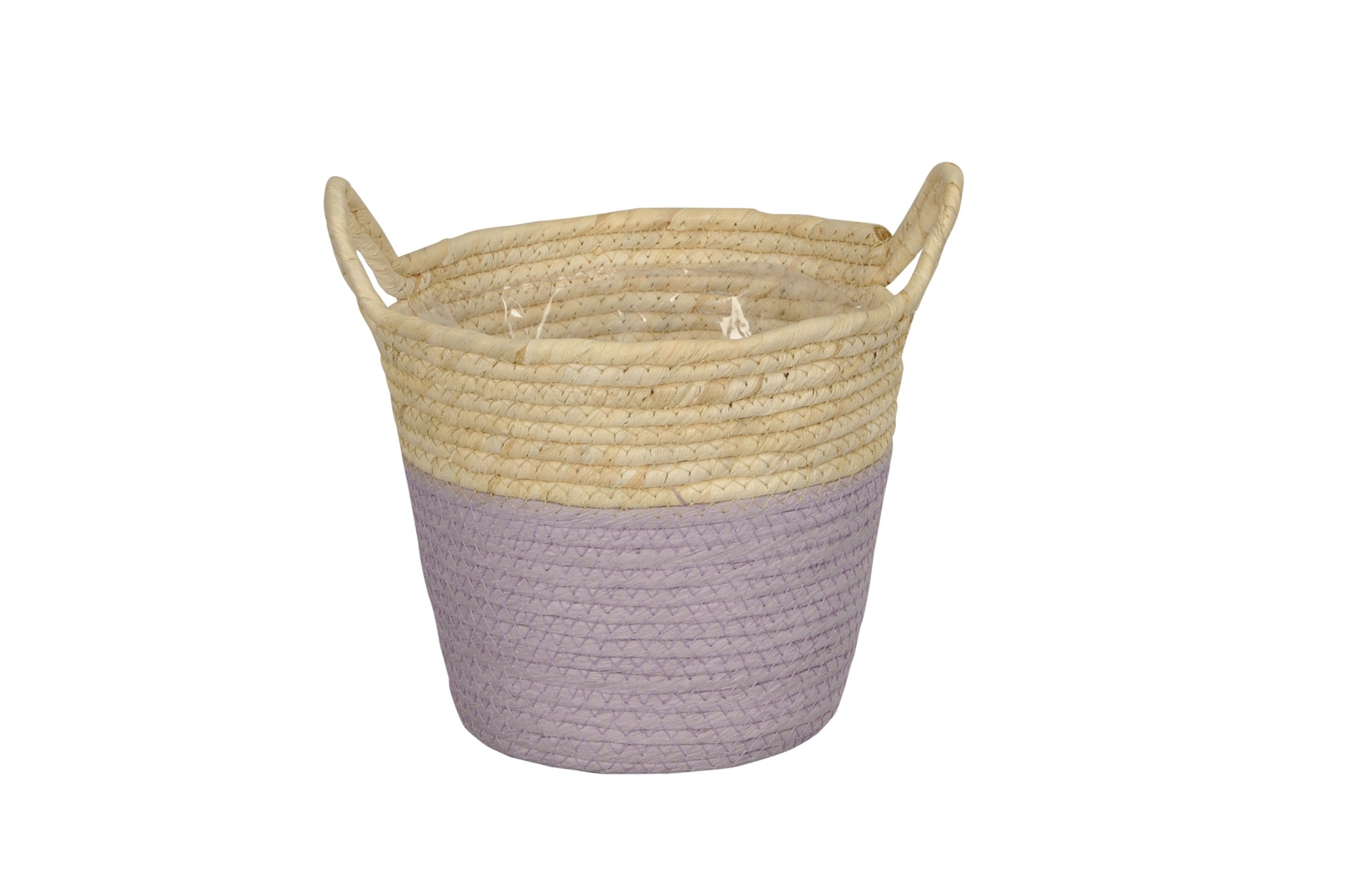 Korb aus Maisblatt mit Henkel Aufbewahrung Ø17cm +20cm natur/flieder 2 Größen wählbar