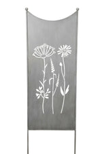Lade das Bild in den Galerie-Viewer, Stele Metall grau Sichtschutz &quot;Wildblume&quot; Windschutz in 2 Größen wählbar

