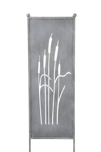 Stele Metall grau Sichtschutz "Schilfkolben" Windschutz in 3 Größen wählbar