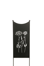 Lade das Bild in den Galerie-Viewer, Stele Metall schwarz Sichtschutz &quot;Wildblume&quot; Windschutz in 2 Größen wählbar
