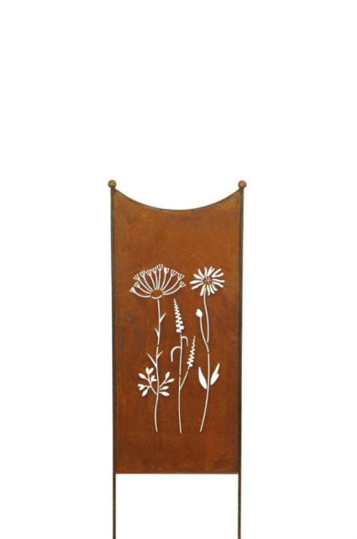 Stele Metall Edelrost Sichtschutz "Wildblume" Windschutz in 2 Größen wählbar