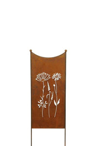 Stele Metall Edelrost Sichtschutz "Wildblume" Windschutz in 2 Größen wählbar