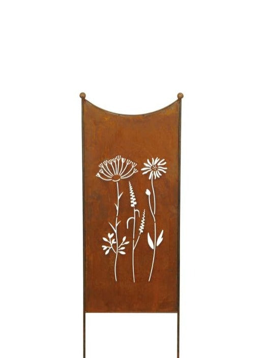 Stele Metall Edelrost Sichtschutz "Wildblume" Windschutz in 2 Größen wählbar