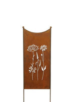 Lade das Bild in den Galerie-Viewer, Stele Metall Edelrost Sichtschutz &quot;Wildblume&quot; Windschutz in 2 Größen wählbar
