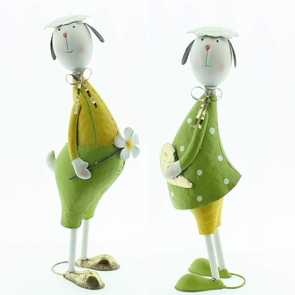 Metall Schaf Sunny 2er Set  gelb-grün H59cm Ostern