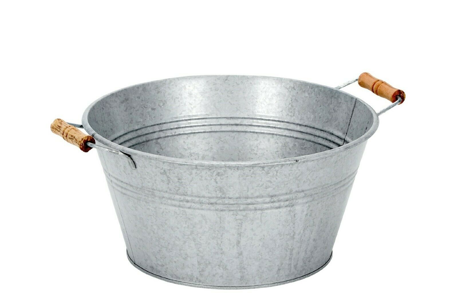 Zink Schale mit Griff Metall Ø35cm H18cm Pflanzkübel