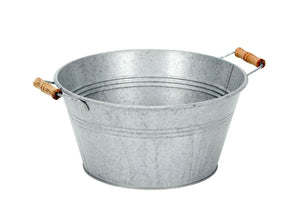 Zink Schale mit Griff Metall Ø35cm H18cm Pflanzkübel