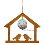 Lade das Bild in den Galerie-Viewer, Futterhalter Vogelhaus Metall Meisenknödel rost H22 cm
